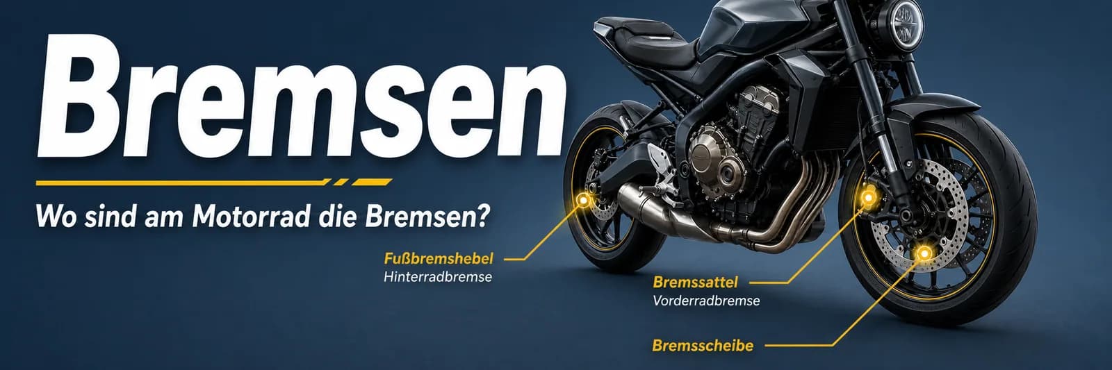 Bremsen am Motorrad: Fußbremshebel für die Hinterradbremse, Bremssattel und Bremsscheibe für die Vorderradbremse