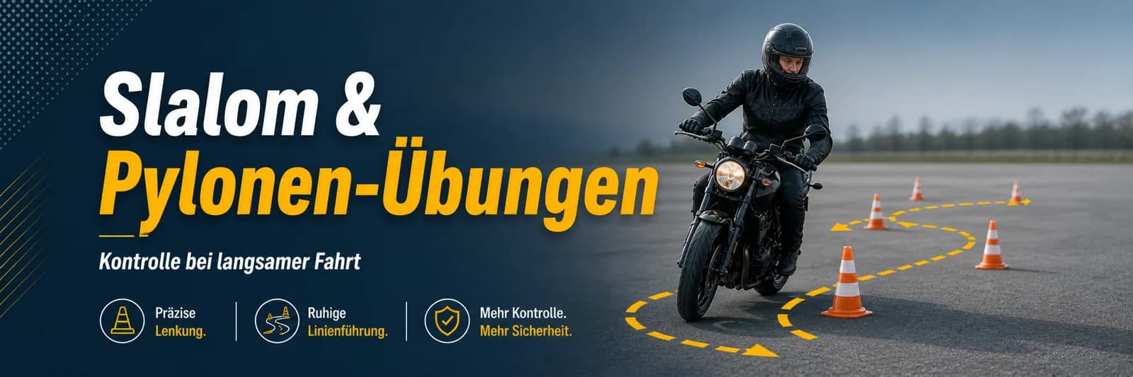 Slalom und Pylonen-Übungen: Kontrolle bei langsamer Fahrt — präzise Lenkung, ruhige Linienführung, mehr Sicherheit