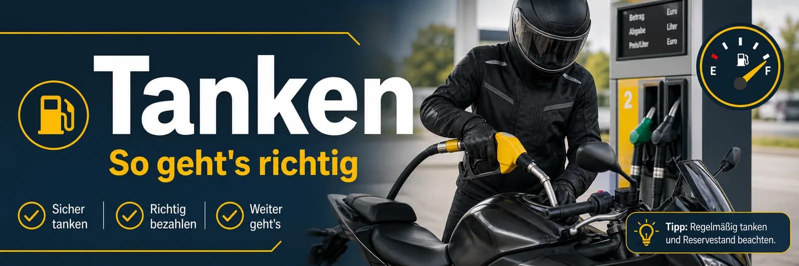 Tanken — so geht's richtig: sicher tanken, richtig bezahlen, regelmäßig Reservestand beachten