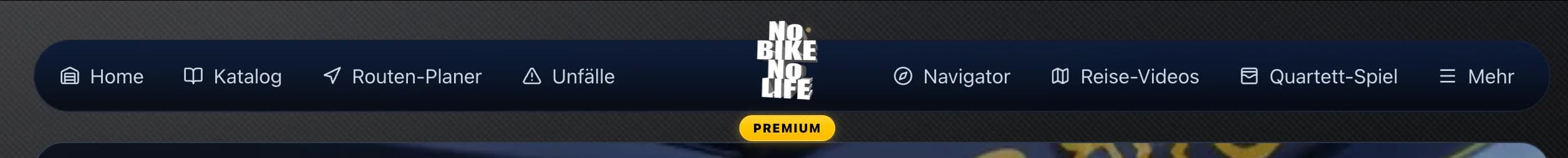 NBNL Desktop Navigationsleiste mit Premium-Badge