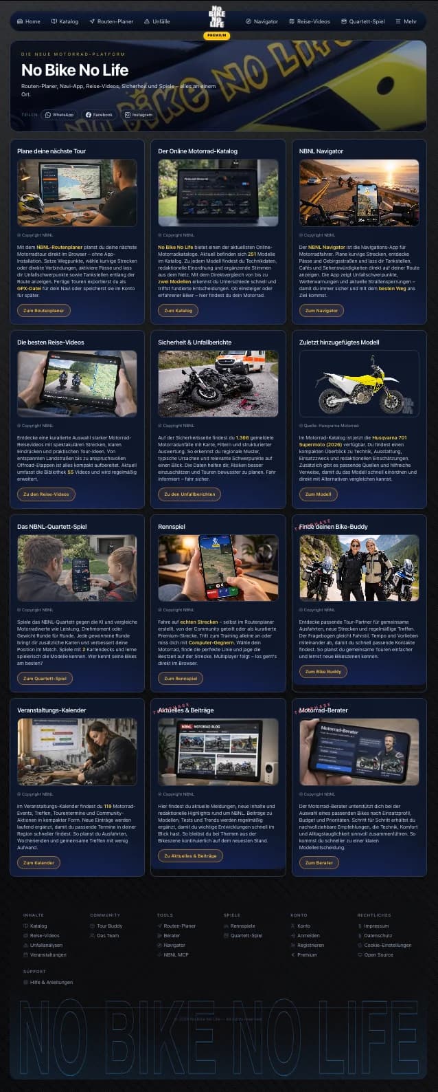 NBNL Mehr-Menü auf dem Handy geöffnet