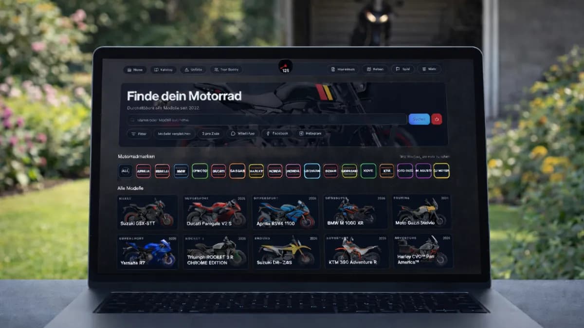 Motorrad-Katalog auf dem Smartphone