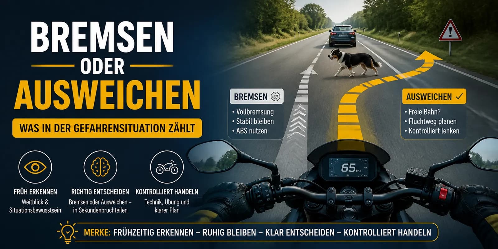 Bremsen oder Ausweichen im Notfall: wann hartes Bremsen und wann Ausweichen die bessere Wahl ist